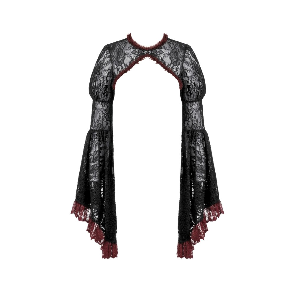 Dark in Love - Gothic Baroque Lace Cardigan - Black/Burgundy